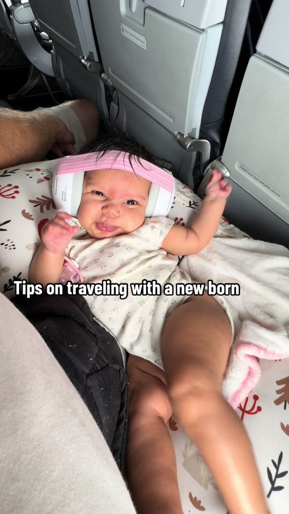 @badgyalsouja Tips on traveling with newborn Always ensure you have a earmuff on...