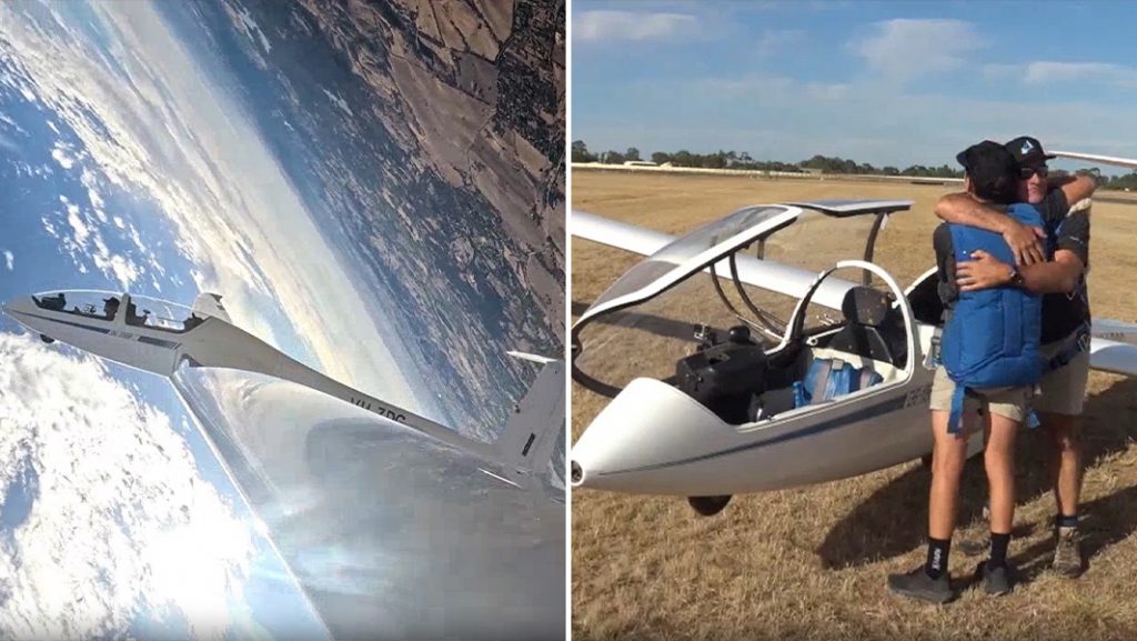 Father and son fly glider in 45 loops to break record that went unchallenged for 20 years