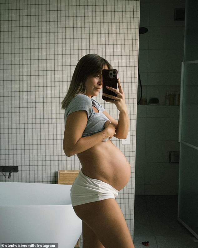 Fitness influencer Steph Claire Smith flaunts her huge baby bump as she counts down the weeks until her due date