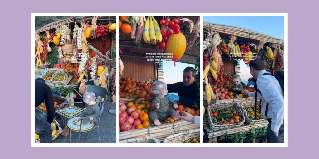 Italian fruit vendor hijacks baby’s photoshoot—and the internet is obsessed