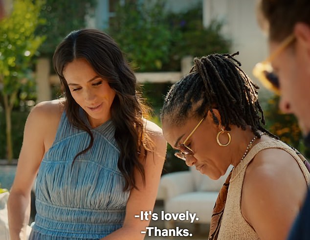 Meghan Markle's mother Doria Ragland makes rare (and brief) appearance at Duchess's brunch party in glossy Netflix series