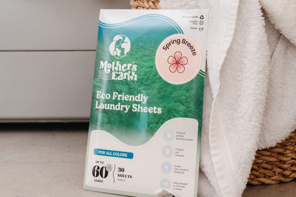 Mother’s Earth Laundry Sheets are an eco-friendly alternative to washing pods