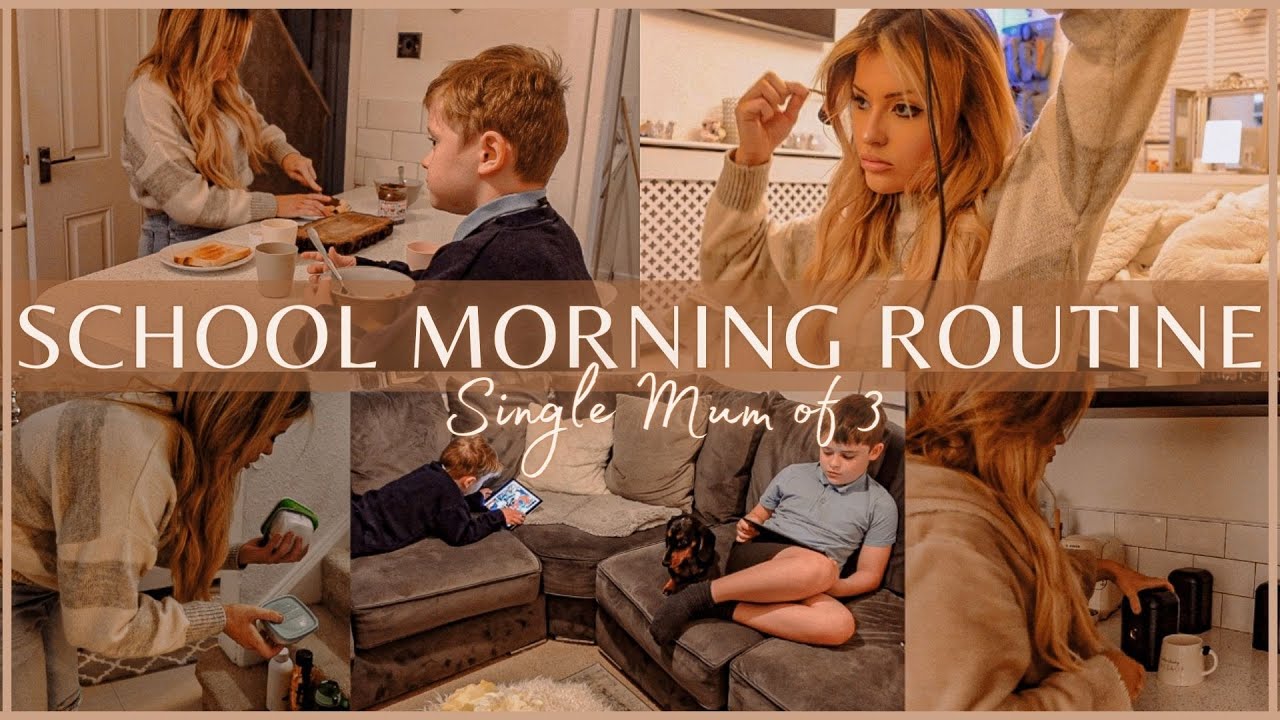 SCHOOL MORNING ROUTINE | SINGLE MUM OF 3 - Makeup routine, school run, cleaning & dog walk