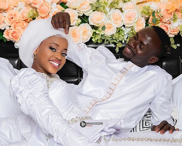 Sadio Mane, 32, welcomes first child with his wife Aisha Tamba, 19, after they tied the knot last year - as he dedicates goal to his baby daughter