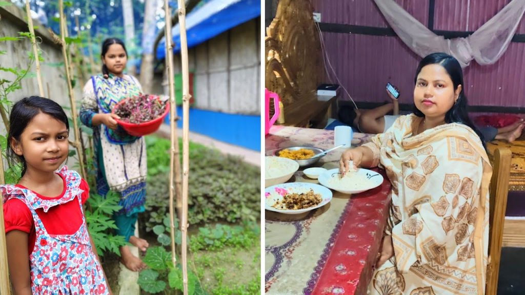 নিজের বাগানের তাজা শাক তুলে মরিচ ভর্তা দিয়ে ভাত খেলাম 🤤 Village Life Bangladesh ❤️‍🔥 Blogger Shilpi