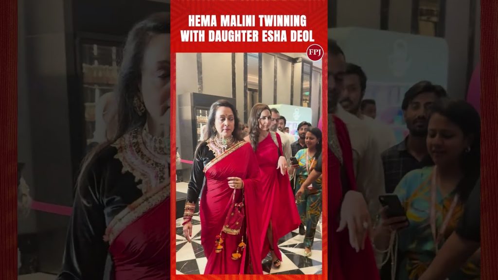 Hema Malini and daughter Esha Deol are the perfect mother-daughter duo as they twin in red