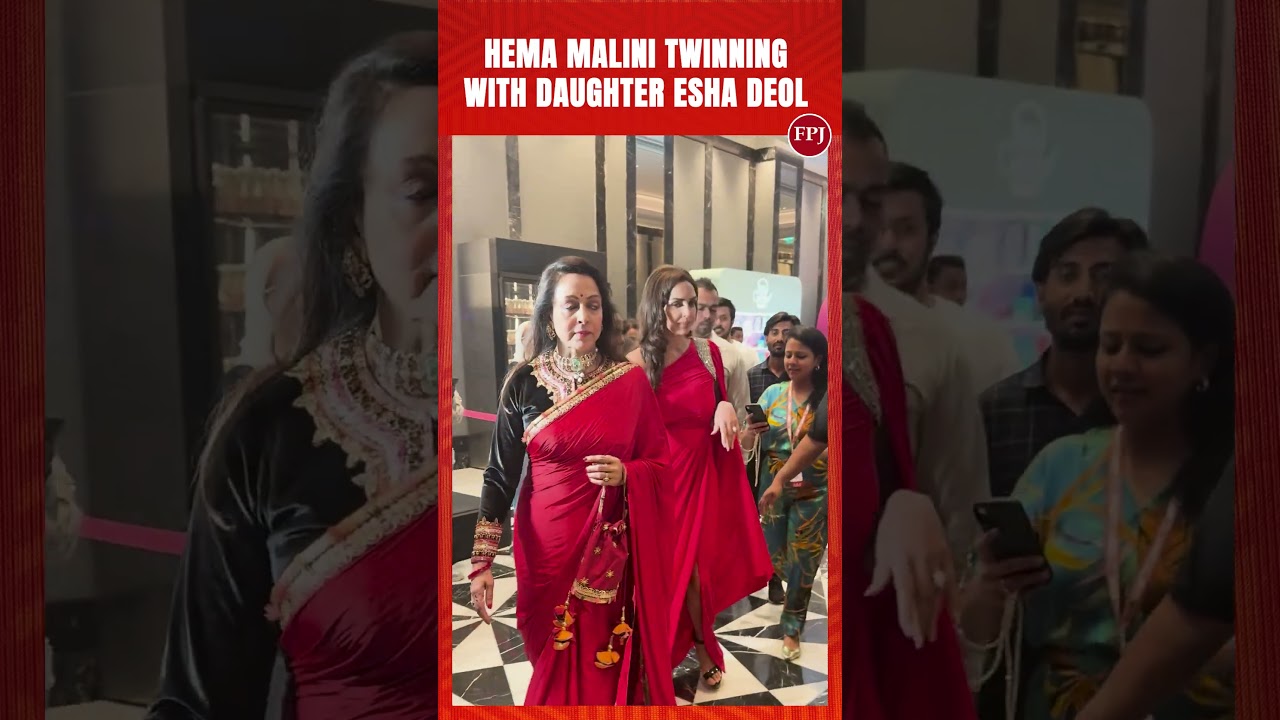 Hema Malini and daughter Esha Deol are the perfect mother-daughter duo as they twin in red