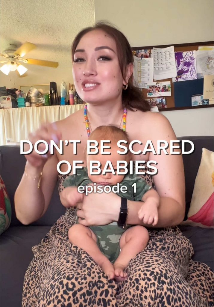 @kyliemieko How to properly hold a baby 101! Newborns aren’t as fragile as you t...