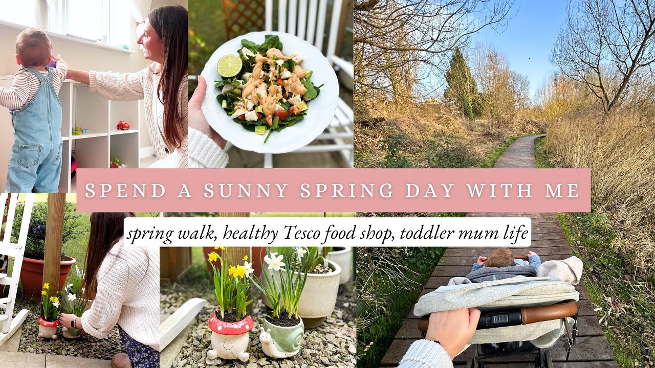 HELLO MARCH | sunny spring day, planting daffodils, healthy tesco food shop, toddler mum life uk