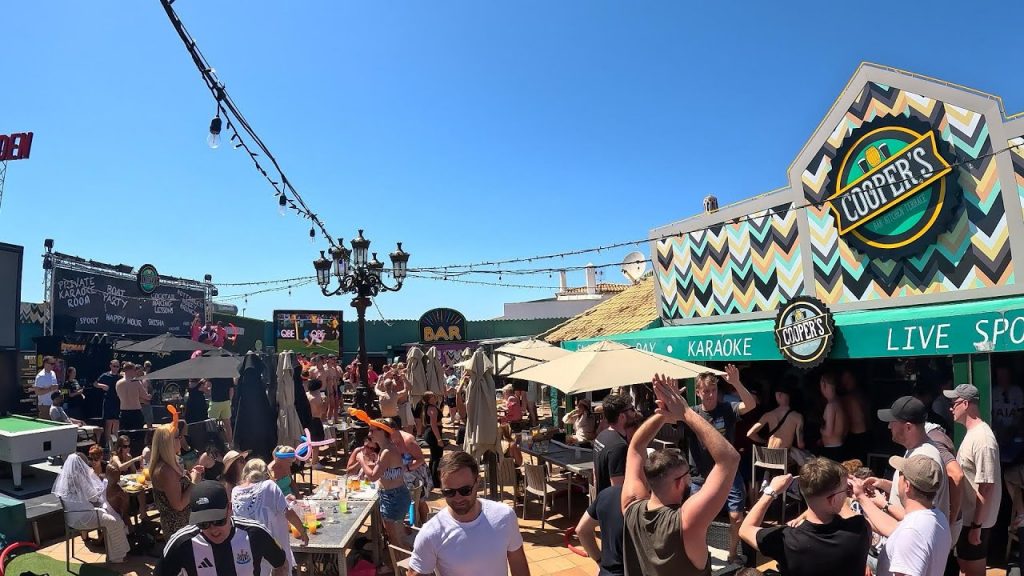 Portugal Albufeira Dominated By Young British Men Dinking Alcohol