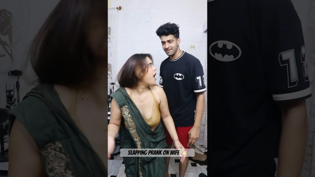 Slapping prank on wife 🤣 #funny #reaction #prank