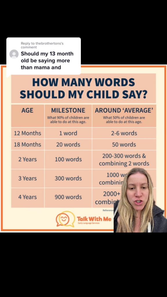 @jabberroo Replying to @thebrothertons   How many words should my child say? Suc...