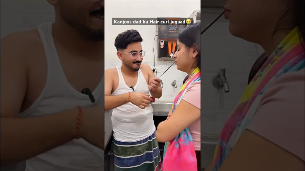 Hair curl Jugaad by THE KANJOOS DAD😂 #comedy #chetanmonga #shorts